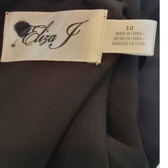 Eliza J Sleeveless Peplum Dress with Embellished Neckline, Black, Womens Size 10 - Picture 7 of 9